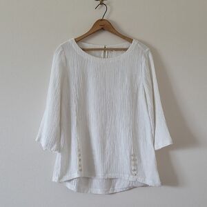 Soft Surroundings White Oceo Gauze 3/4 Sleeve Tunic Size Medium